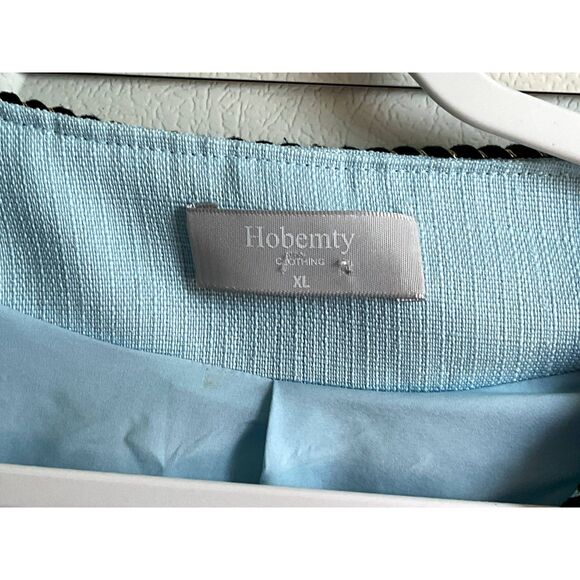 Hobemty Women's Light Blue Tweed Button Down Short Sleeve Blazer XL #4 - Picture 2 of 4